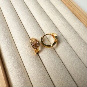 Beautiful Pair of High Quality Gold Plated French Hoop Earrings